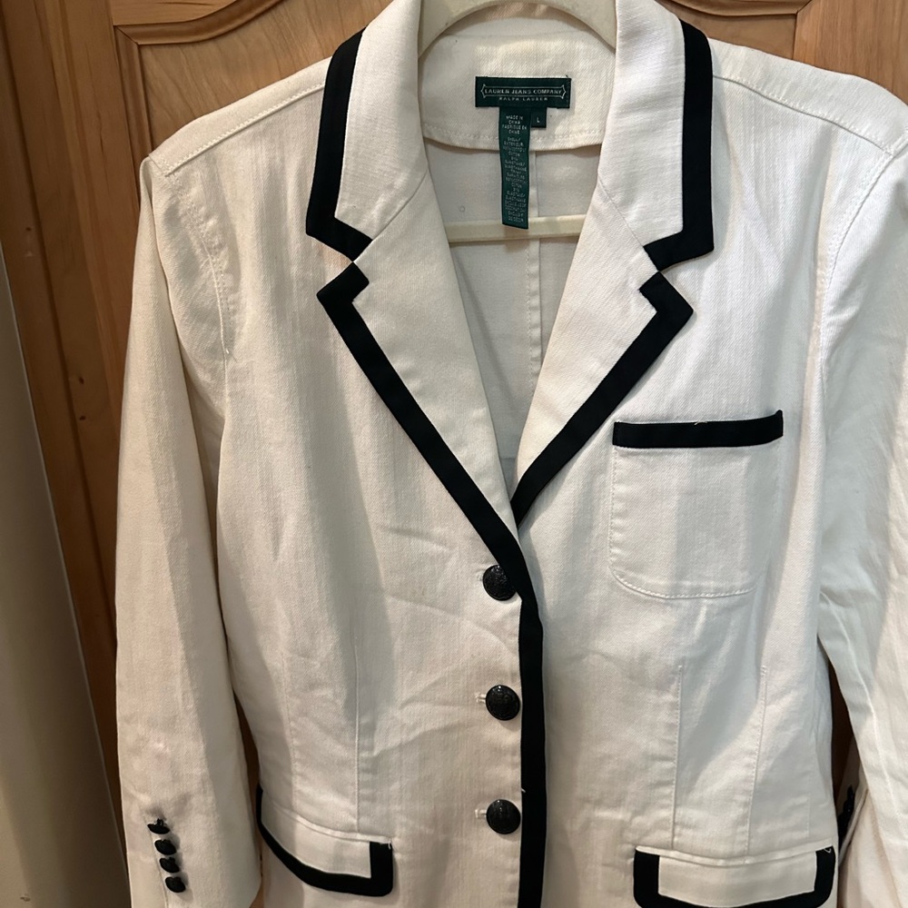 Ralph Lauren White and Black Tuxedo-Style Blazer